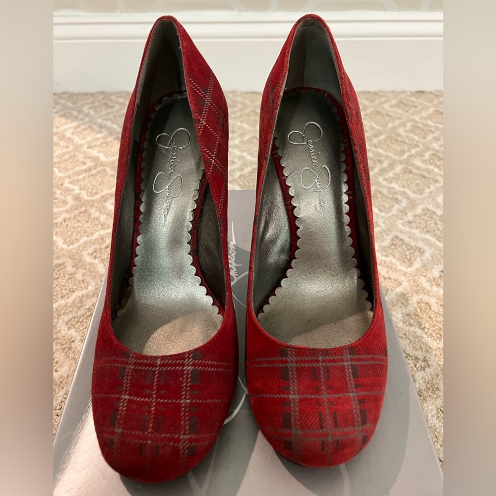 Jessica Simpson JS-Henri Scarlet Combo/ Flannel Plaid Size 8M Shoes